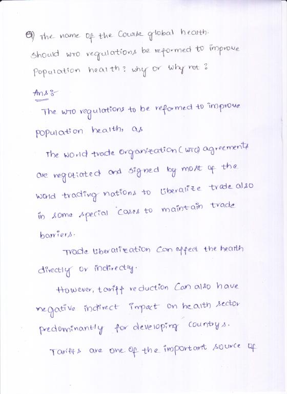 The none of the Cou eglobal hearth Should WTO vequlations ba veformed to impove Population health, why or why ntる The wTo vequlartions to be repovmed to inoprove Populati on balth, aA The worid tade anizationCwTO aareemente in some p coses to maint ain trade bariers TVOdとじber afeaton Can effect the hearth However, t owftt ve duction Con alao have predominantly for leveiopn County ariffs ave one op the woport arrt souce