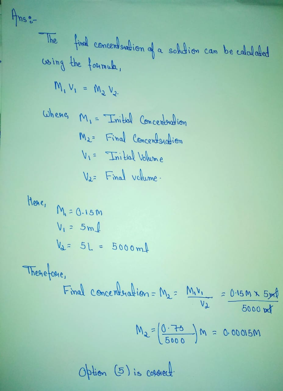 The fired concentration of a solution can be called alled using the formula, M, V, = Ma va whene M, = M2= Vi= Vaz Initial Con