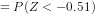 P(Z-0.51)