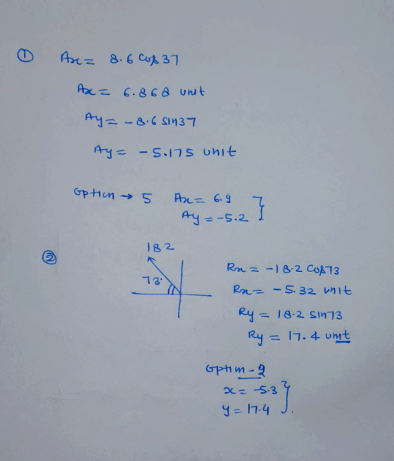0 Ana 8. 6 cox 37 Ax= 6.868 unit Ay=-8.6 51437 ty= -5.175 unit option 5 An= 6.9 7 Ay=-5.2 1. 182 Rrez -18-2 COAT3 2 Ra= – 5.3