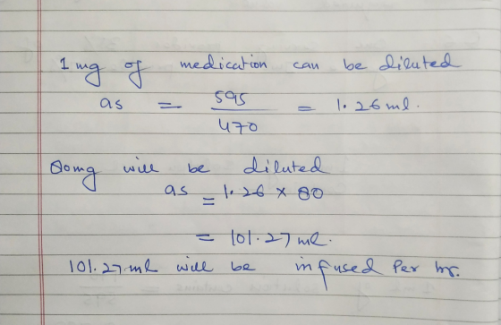 medication lbe diluted 1 cAn 26 ml as Liluted be as tot me sed Pex m 101.25m wll be