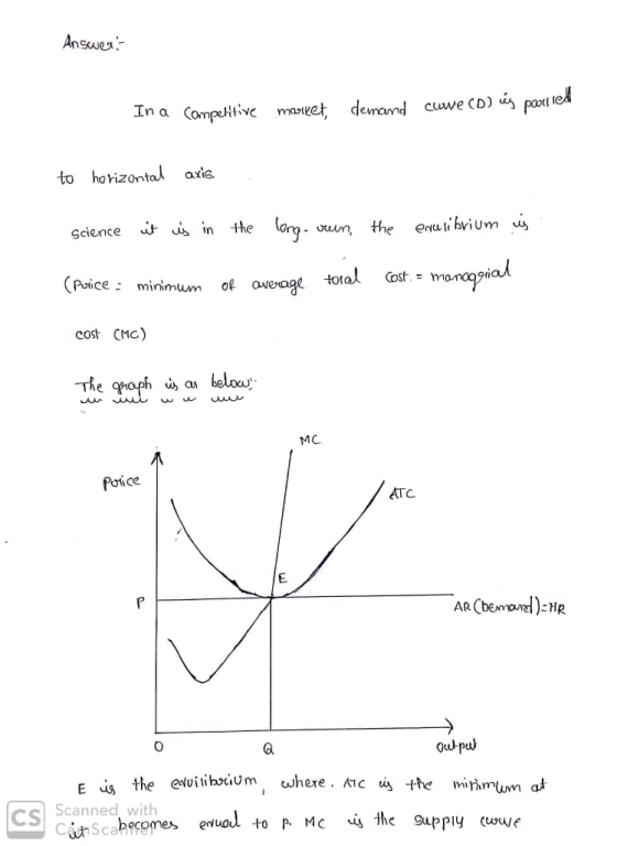 Answer: In a Competitive market demand cwe Du pour les to horizontal axis. Science it is in the long-run, the enuribrium is (