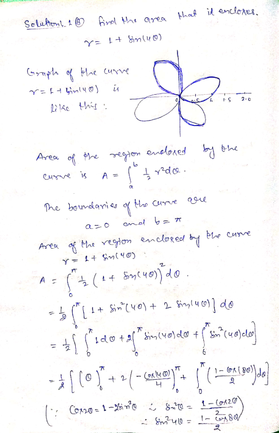 hat it encloAes. Scluton rel th aea Y= inlu0) (Dh 1 =i Like thi 2 0 Area of he em enclosed he Curve is d A = he boundaries of
