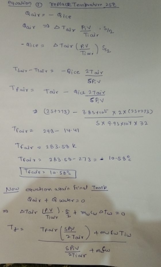 equation o replace Temprature 258 Saira - Sice sair o Tair Piv 512 Tiair - dice a stair (P. V . Siz Tsair - Traira - Bice 2T