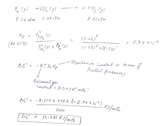 P(g) +601219) - 5.32 atm 3.08 atm 4 P Q (9) 2-26atm - Kp = Pre (9) (At 25°C) 6 (g) x PP (g) (2.26 (3:08)6+(5:32) - = 5.74 X1