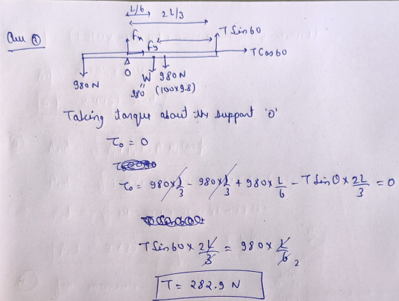 b2/3 7Sin 60 TCosbo W 980N CIo9.8) 980N Taleiy dang aloud ah Juppat o て。=0 ত Co98ox-980 +980x L T 0 2 O 3 3.02 TSinbox 2 930x