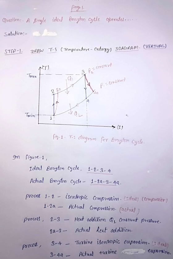constant 3 P 2 f .= constant 2 22 4 Turbine isentropic eripansion. I deal) pages Questions. A single ideal broyten Cylle oper