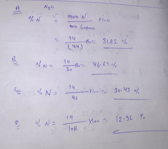 N2O man NC % N Kloo man Compound floor 31.82 % cut Na nu = 46.67% 30 N = 19 - 30.43 % 1. Na You = 12:36 % 12.96 % N = Xloo -