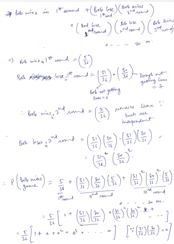 7 Bob wing in it sound +(Bob lose) (Bob wins zud cound tl Bod lose \ аnd ( S (se (2nd round /s, 30 & trouund te - Soon. 1. =)