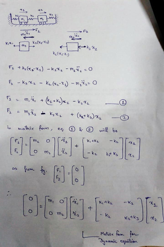 A mez, K Kokko Kz (X<X.) Ft +kg(&z=x2) koxx - mä - 0 E - K3V2 - Ke (22_2.) -m=0 - mä + (kg+ke) X. - Kete - E -män a kate + (k