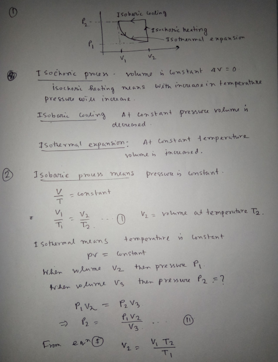 0 I sobaric Cooling P -Isochoric heating Isothermal expansion P V V2 I sochoric proces volume constant 45=0. isochoric heatin