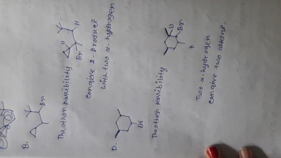 The other passibility ar Best H Cangere 2- Product with two &- hydrogen D The others passebilety bilery Y Ду Two a-hydrogen c
