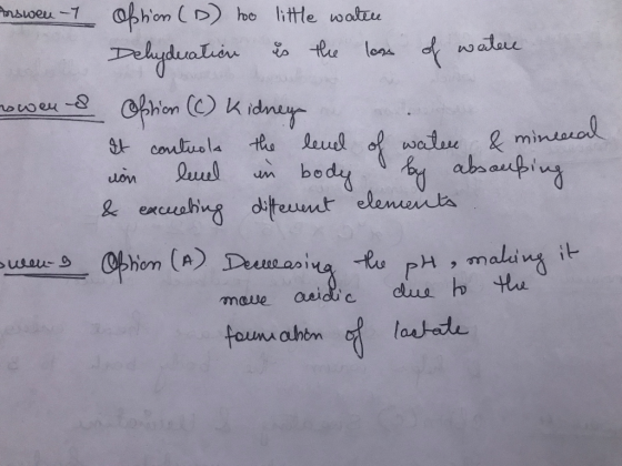 sweu Arswen - Option (D) too little water Delyduation is the loss of water owenes Ofsion (C) Kidney It controls the level of