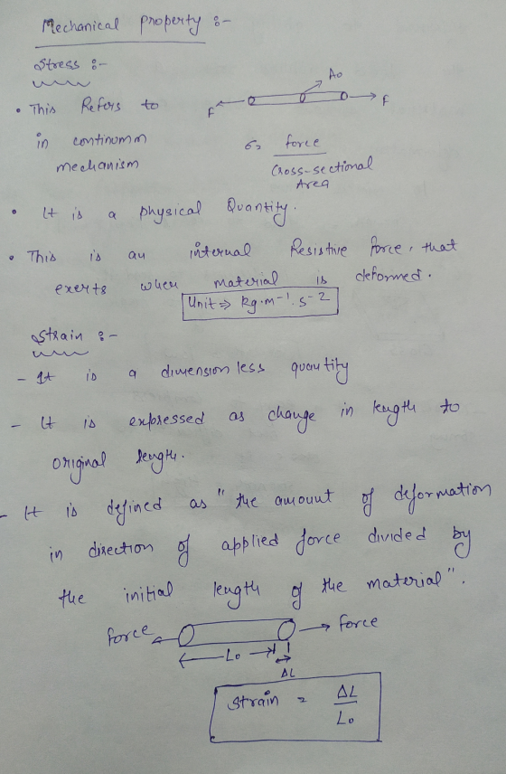 Mechanical property & Stress : Ao o This Refers to in continumm force mechanism cross-sectional Area It is a . This is au phy