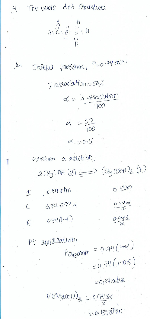 a The Lewis dot Souetheo nitial pess, Pco1tm oCz ทั้ associaton i0o 100 tonsid a action 01 atm 074-074 a 0 a E014) 03 m