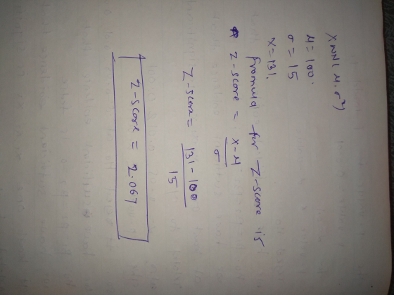 XWNi Mr M-100 on 15 X=31 fromuya for Z-score * Z-score - X - Y sonr bio is a Z-5 core = 131-100 15 tz-score = 2.067 J