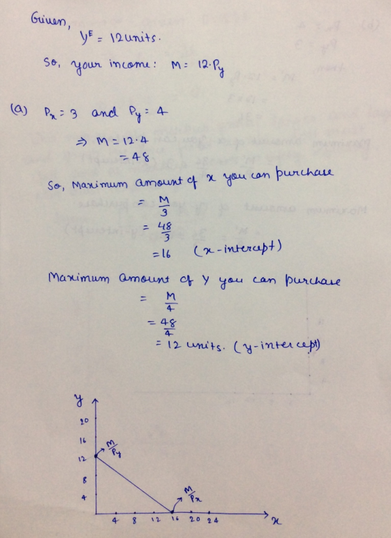 Guiuun, yE= 12units S, 4our imcomu 12-2 M: a) P3 and 4- ヤ·てこし ぐ 48 purchau con So, Manimum amount ct xau M 3 = 48 -interapt)