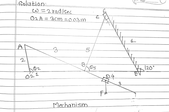 Page Solution W = 2 rad/sec 02h = cm SO 09P) E AL 2 5 2. B Qs (20° Q 2. I EN 02. g 떄 2 FA Mechanism