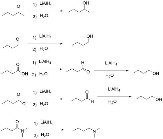 1) LiAIH4 ne bonne 2) H20 1) LIAIH4 OH 2) H20 1) LIAIH LIAIH4 Mou OH 2) H2O OH LiAIH4 1) LIAIH4 weer nder OH H2O ci 2) H20 1)