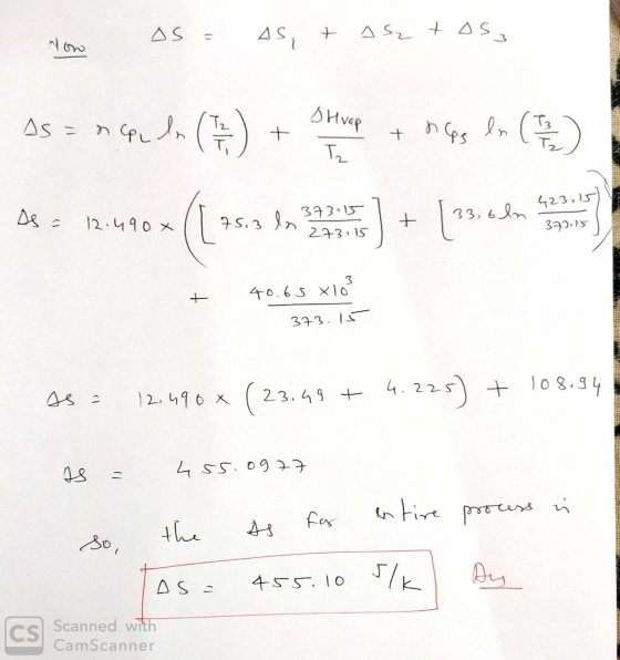 os = As, tas tas, Now ss = n ou la. (7.) + oHelene + nogos In (11) 40.65 xlo 373.15 As - 12.190 x (23.49 + 4.225) + 108.94 As