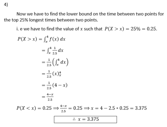 4) Now we have to find the lower bound on the time between two points for the top 25% longest times between two points. i. e