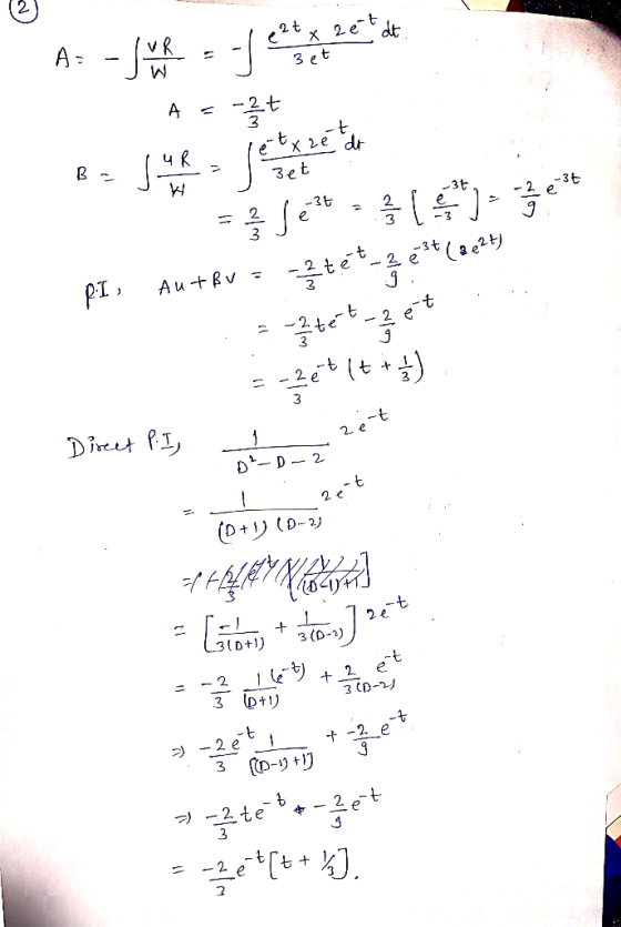 A3 e2tx 2edt 3 et A dr 3et 3t -3t -2 te -3t 2 e AuRv j 글바 e-t 2 ( 2. et D- D- 2 2 e t D+ (D-2 J 2t (D+1) 3 (D-2) । ৫) 3 D+1)