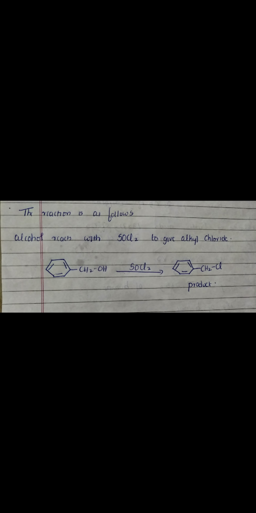 . The praction is as follows alcohol coch oth 500 to give alkyl chloride E CH2-OH 5002 - CH2 -a product