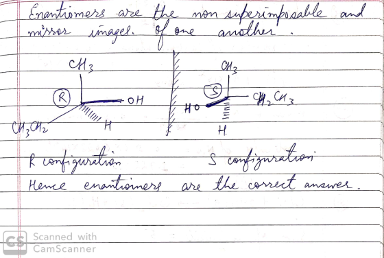 | Enantiomers are missor images the non superimposable and of one another Hz — си, Сиз OH MIX CH2CH2 H f & configuration s 1