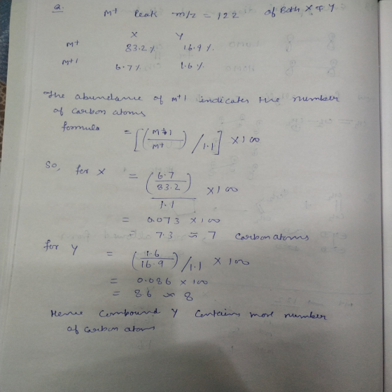 MT leak m/2 = 12 2 of Both Xa ya mt 83.2 % 16.97. One mti 6.7%. the abundane of mtl indicates the number of carbon atoms. for