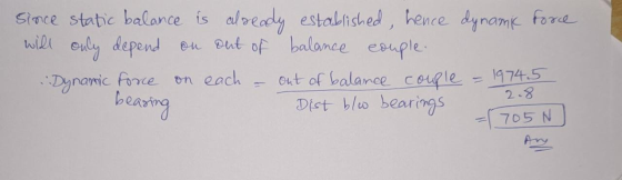 since static balance is already established, hence dynamic force will only depend on out of balance couple. Dynamic force on