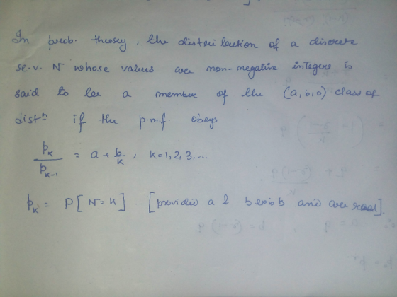 In preob. theory, the disteri lection of a discrete se. v. N whose values are non-negative entegere is said to le a member of