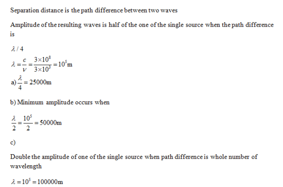 Separation distance is the path difference between two waves Amplitude of the resulting waves is half of the one of the singl