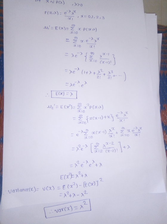 at XNP(X) , xxo P( 2) - e or 3= 0,1,2 ,3 M= E(X)= { .pcovia) 1=0 ISO 1 =re(1+2+3+ -) - 2 — Де 2 е E(X) = x/ Me!= E(X)= 3 2 P
