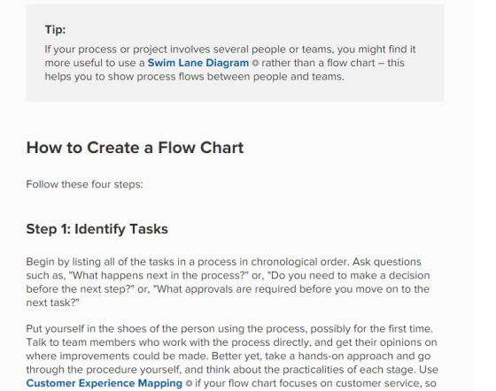 Tip: If your process or project involves several people or teams, you might find it more useful to use a Swim Lane Diagram ra
