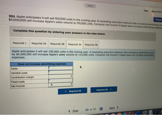 Saved Help Save & Exit 31b). Apple anticipates it will sell 100,000 units in the coming year. A marketing executive believes
