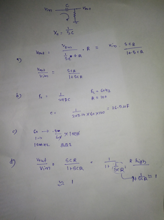 Vertu+ 1叽 Vout +SCA S c S CP b) R = 100 = 26.5 9 Vout SCR R higb Vim Sc R 2 t