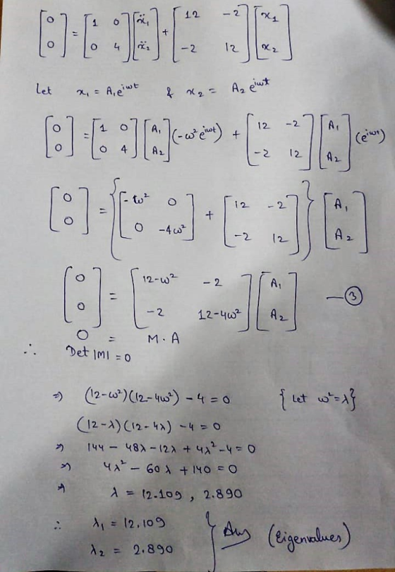 112 on 2 let e. = Aeint & de- Az eint - 12 APJA BE14->)•(370) BEOGJA OEN -4w? Az 12-402 Az 0 = M.A Det IMI = 0 {let w=x} % (1