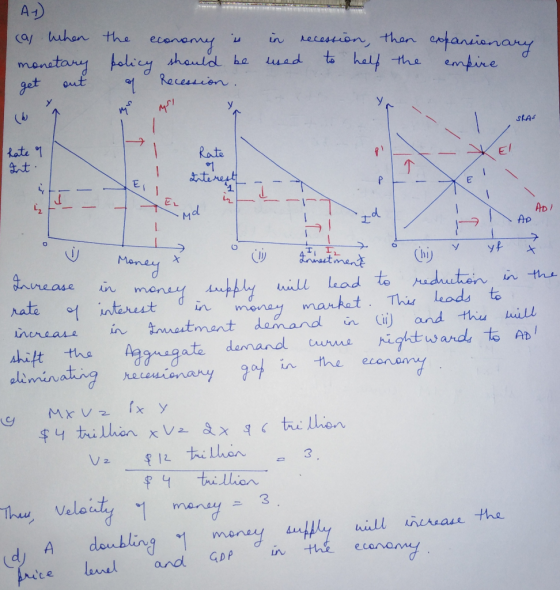A1D Ca huhan the in Meceseion, than cfanianany to halt the ecenemy menetany bolicy shauld ha Recesscion uad empire get ant Y