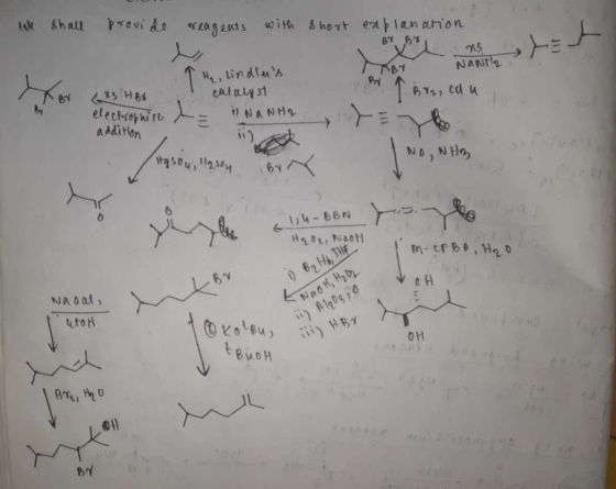 we shall provide reagents with short explanation BY BY 15 Nantiq لرداد H₂, lindles BY Brr, ca u (X HBO catalyst electropniro
