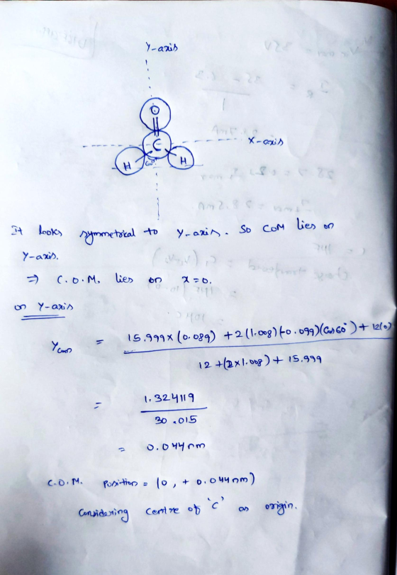 Y-azis x-axis H It looks symmetrical to Y-anis. So com lies on 74 Y-axis. C.O.M. lies 10. on y-aris 15.999% (0.089) +211.008)