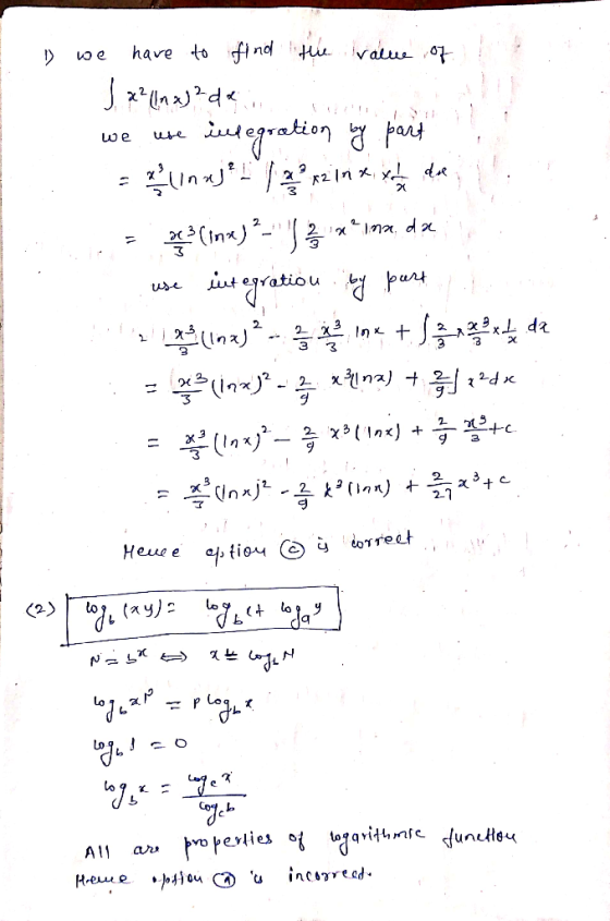 » we have to find the value of 5. x2 40x)?d</ we use integration by part - Lumaje? /&% v2 in xi de = d (ina)?-\ * x*ina, d