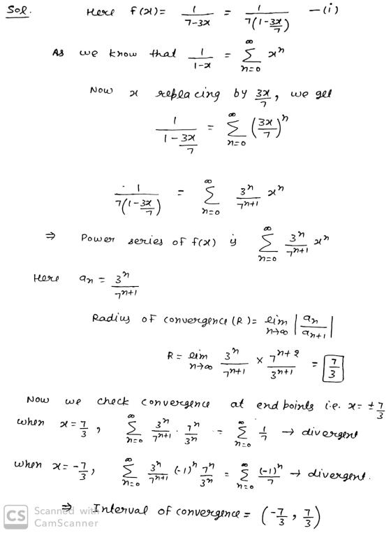 sol cli, Here f(x)= a (17) As we know that i Now we rebla cing by 3x, we gee As we know that . no Power series of fox) j Powe
