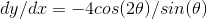 dy/dx = -4cos(2\theta) /sin(\theta)
