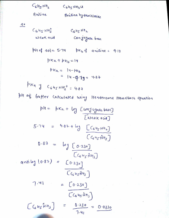 C6H5NH2 С, и на Aniline hydrochloride Aniline C6H5N143 C6H5NH2 Conqчаи базе Weakacid ph of soj = 5-7ч pkg of aniline = 9.13 p