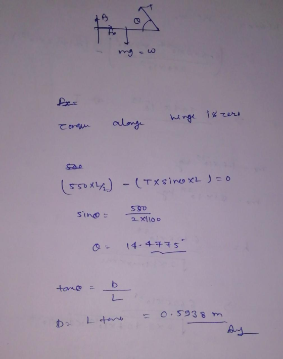 mg = w fa Toram alonge hinge 18zero (550x42) - (Txsino x2 ) = 0 sino = Sgo xlioo Q = 14.4775 tone - L = m. D2 tant 0.5938