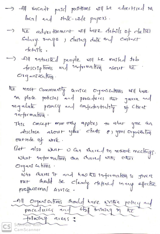 All vacant paid positions will be advertised in local and state-wide papers. - the advertisement will bare details of clieti