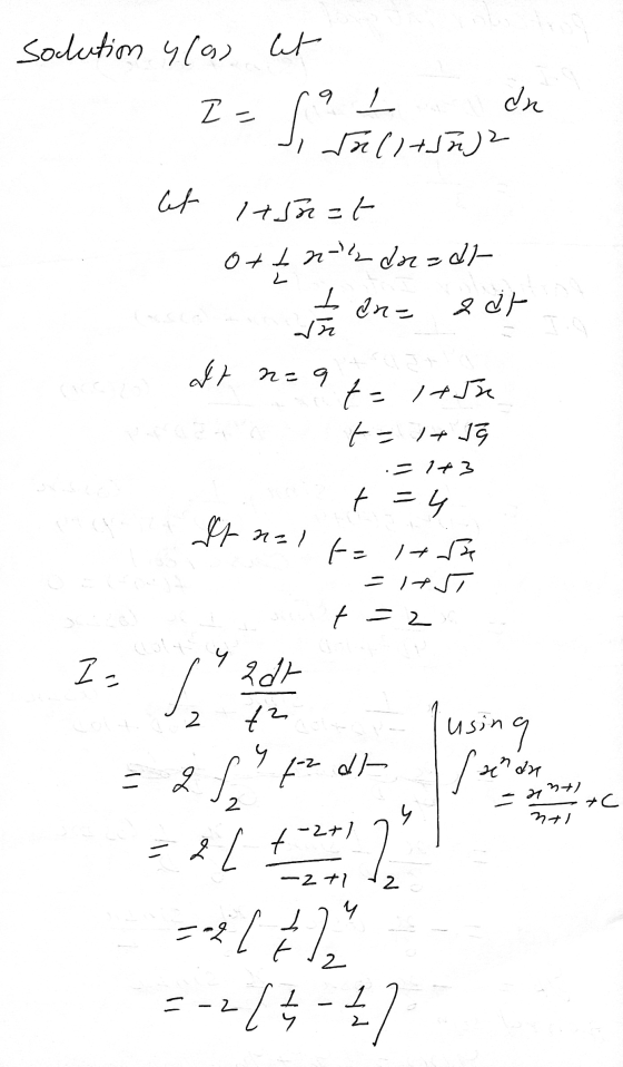 solution 4(a) lit I= 9 앉 1HJ2 다 at itsnet 어스가 d2d ㄴ ㅗ 아 = J전 하 29 터 145 5 -- 113 t = 4 와며 스 - IN 2 4. 2dt 43 2. lusing = tra
