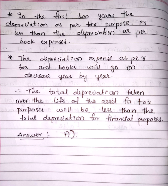 * In the first two years the depreciation as per tox purpose is less than the depreciation as per book expenses. * The deprec