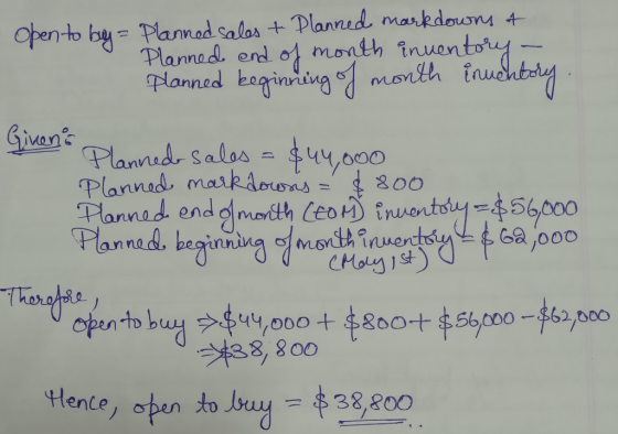 Open to by = Plannad salos +Planned markdoun 4 Planad end of month inuent Planned kaginnisingmonth Givans Plannid Salos Plan