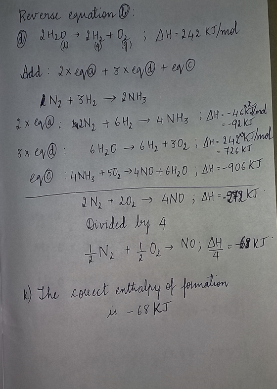 Reverse eqmation Add : 2xey@ + 3xa@+ey® 2N2 + 3H2 → 2NH3 3x e1@ : 6H2O _) 6H2 + 300 ,小一242RO hid ridd by 4